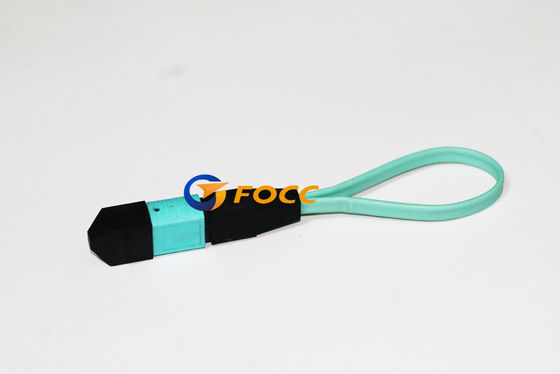 China MTP MPO Cable Fiber Optic Aqua Loopback Cable Multimode 50 125μm Tested Solution supplier