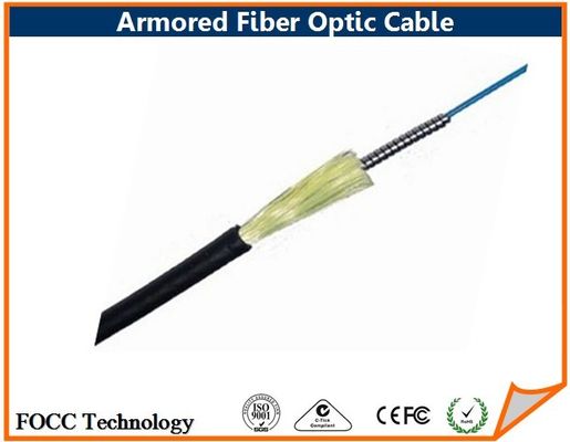 China Waterproof Flexible Armored Fiber Optic Cable 2 Core Round Type , Tight-buffered supplier
