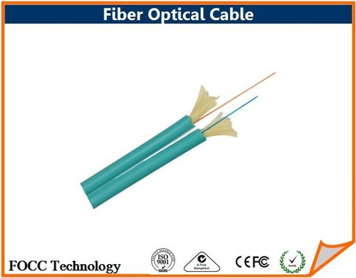 China Teal Zipcord Indoor Fiber Optical Cable OM3 50/125 Multimode Fiber Optic Cable supplier