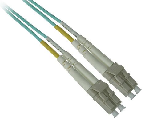 China Aqua LC Fiber Optic Patch Cables Duplex OM3 Multimode Plenum Optical Fiber Cable supplier