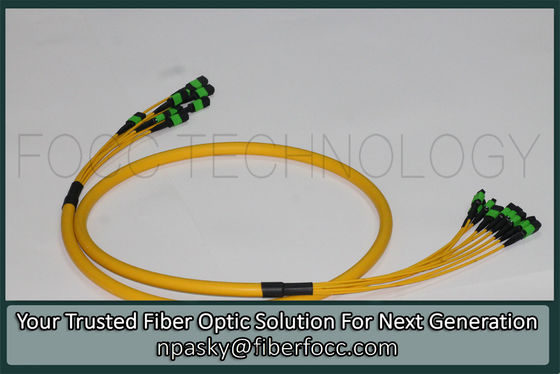 China MTP MPO Multiple Fibers OS2 Singlemode Breakout Patch Cable Yellow Jacket supplier
